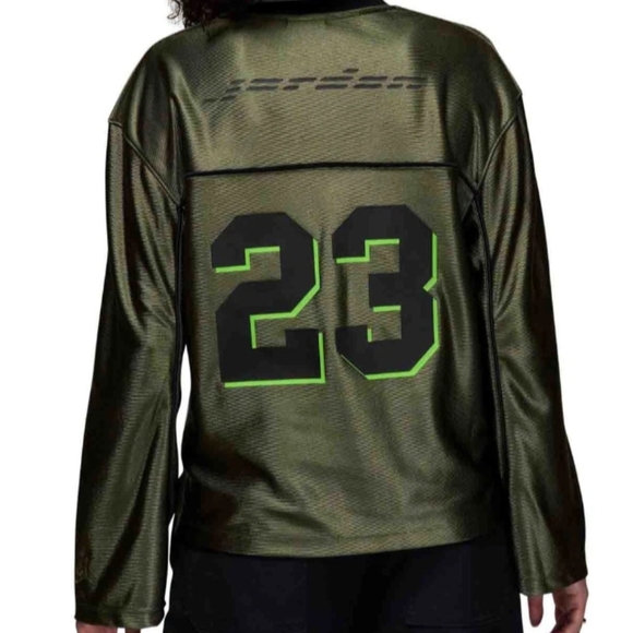 WOMENS JORDAN LONG SLEEVE JERSEY TOP_MEDIUM OLIVE HF9459-222-SIZE S - Picture 2 of 2